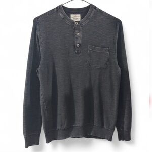 VTG Men’s True Grit Washed Charcoal Long Sleeve Pocket Henley Size Medium